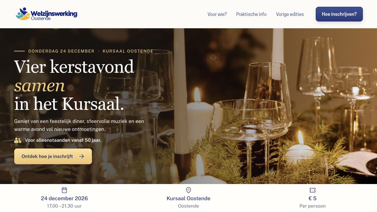 Welzijnswerking Oostende: evenementenwebsite